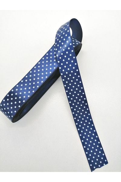 Hobigram Σατέν κορδέλα Navy Blue πουά 2,5 cm 1 μέτρο – Κορδέλα, Κομψό Σχέδιο, Γυναικείο Αξεσουάρ