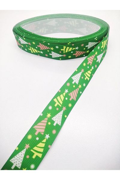 Hobigram Κορδέλα Grosgrain με μοτίβο πράσινης πεύκου 2,5 cm 2 μέτρα – Κορδέλα, κομψό σχέδιο, γυναικείο αξεσουάρ – Ku