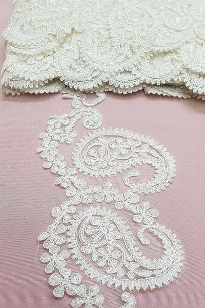 Hobigram Sortiment de dantelă Model șal crem Dantela franceză Guipure – Panglică decorativă, Design elegant, Accesoriu pentru femei