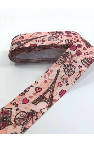 Hobigram Ανοιχτό ροζ μοτίβο Eiffel Grosgrain κορδέλα – Προσαρμοσμένο σχέδιο, αξεσουάρ, ποιοτική παραγωγή, εντυπωσιακό στυλ