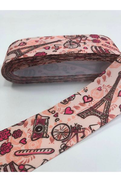Hobigram Ανοιχτό ροζ μοτίβο Eiffel Grosgrain κορδέλα – Προσαρμοσμένο σχέδιο, αξεσουάρ, ποιοτική παραγωγή, εντυπωσιακό στυλ