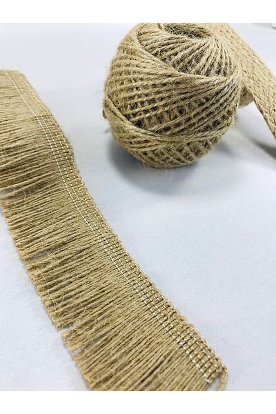 Hobigram Set de frânghie de iută cu panglică de paie – Design special, Accesoriu, Producție de calitate, Stil atrăgător – Decorat