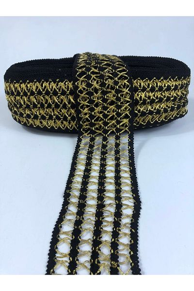 Hobigram Ασημί Χρυσό Μαύρο Διακοσμητική Κορδέλα με Τέσσερις Ρίγες Σταυρός Λεπτομέρεια – Διακοσμητική Κορδέλα, Κομψό Σχέδιο