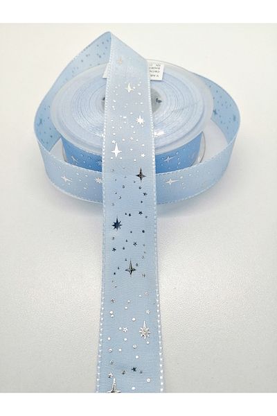 Hobigram Baby Blue Star Pattern Κορδέλα Ταφτά 2,5 εκ. 1 μέτρο – Κορδέλα, Κομψό Σχέδιο, Γυναικείο Αξεσουάρ