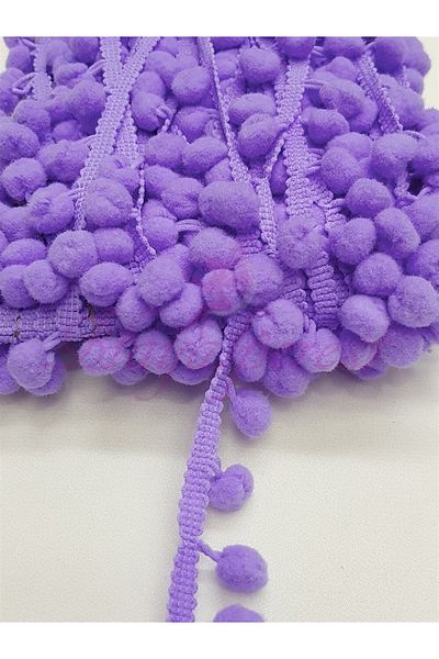 Hobigram Lilac Pompom Ribbon 1,5 cm 5 Yards – Διακοσμητική κορδέλα, Κομψό Σχέδιο, Γυναικείο Αξεσουάρ – Διακοσμητική Κορδέλα