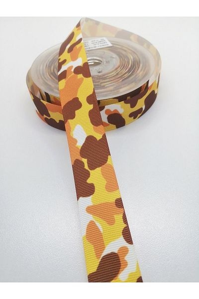 Hobigram Πορτοκαλί Καμουφλάζ Μοτίβο Grosgrain Κορδέλα 2,5 cm 1 Meter – Κορδέλα, Κομψό Σχέδιο, Γυναικείο Αξεσουάρ – K