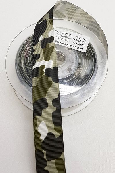 Hobigram Panglică imprimată cu model de camuflaj 2,5 cm – Design special, accesoriu, producție de calitate, stil atrăgător –