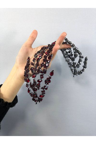 Hobigram Accesoriu de păr model Zelen cu două fețe, coroană de mireasă – coroană, piatră de cristal, model elegant, coroană de mireasă