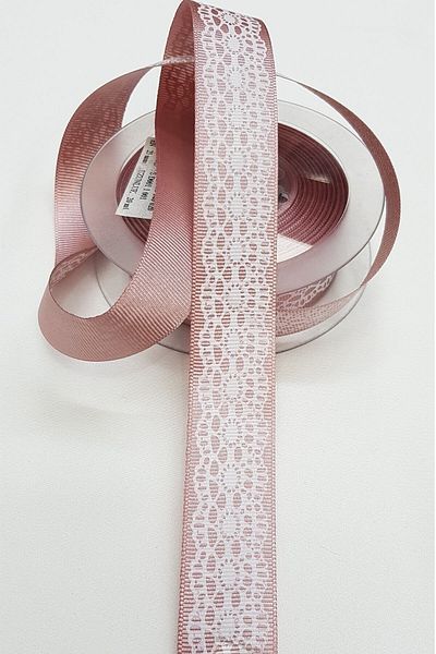 Hobigram Panglică imprimată roz alb 2,5 cm – Panglică, design elegant, accesoriu pentru femei – Panglică