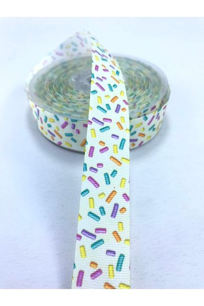 Hobigram Κορδέλα Grosgrain με μοτίβο καραμέλας σε κρεμ χρώμα – Ειδικό σχέδιο, αξεσουάρ, ποιοτική παραγωγή, εντυπωσιακό στυλ