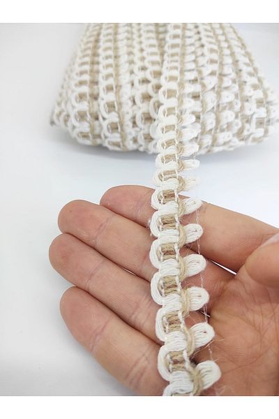 Hobigram شريط زخرفي من القش الكريمي الأبيض بطول 5 أمتار للتزيين والتغليف - شريط زخرفي، تصميم أنيق -