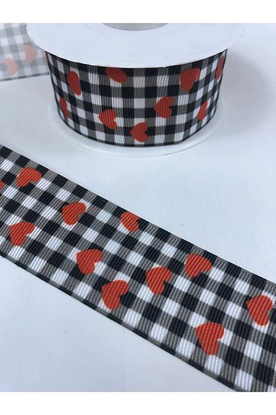 Hobigram Καρό Καρδιά Μοτίβο Grosgrain Κορδέλα – Προσαρμοσμένο Σχέδιο, Αξεσουάρ, Ποιοτική Παραγωγή, Εντυπωσιακό Στυλ – Κορδέλα