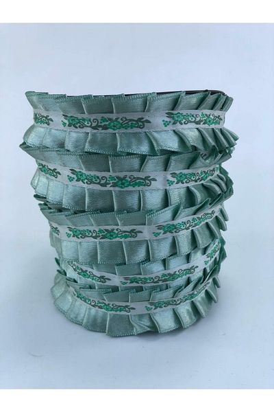 Hobigram Water Green Flower Detailed Ruffle Ribbon – Ειδικό σχέδιο, Αξεσουάρ, Ποιοτική Παραγωγή, Στυλ που τραβάει τα βλέμματα –