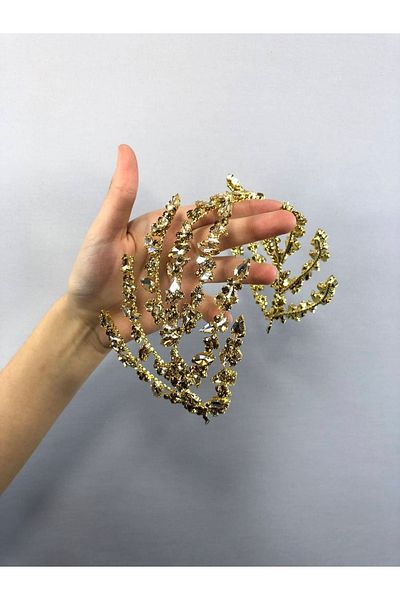 Hobigram Accesoriu de păr model Zelen cu două fețe de culoare miere Coroana de mireasă – Coroană, piatră de cristal, model elegant – Coroană