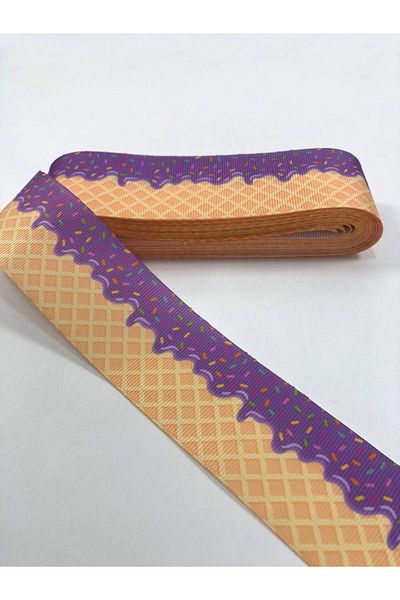 Hobigram Σκούρο κίτρινο μωβ καραμέλα με μοτίβο Grosgrain Κορδέλα – Κορδέλα, Κομψό Σχέδιο, Γυναικείο Αξεσουάρ – Κορδέλα