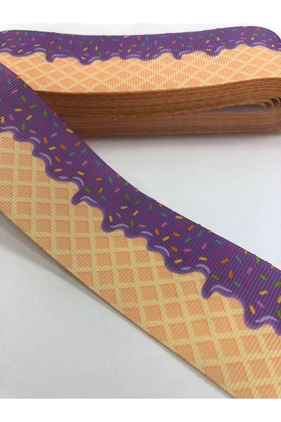 Hobigram Σκούρο κίτρινο μωβ καραμέλα με μοτίβο Grosgrain Κορδέλα – Κορδέλα, Κομψό Σχέδιο, Γυναικείο Αξεσουάρ – Κορδέλα