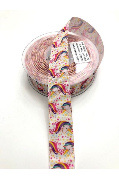 Hobigram Κορδέλα Grosgrain με μοτίβο Unicorn 2,5 cm – Κορδέλα, Κομψό Σχέδιο, Γυναικείο Αξεσουάρ