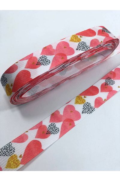 Hobigram Κορδέλα Grosgrain με μοτίβο μεγάλης καρδιάς – Προσαρμοσμένο σχέδιο, αξεσουάρ, ποιοτική παραγωγή, λαμπερό στυλ – Kurd