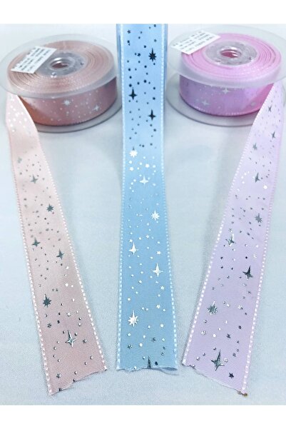 Hobigram Powder Pink Baby Blue Starry Taffeta Ribbon – Κορδέλα, Κομψό Σχέδιο, Γυναικείο Αξεσουάρ – Κορδέλα – Ku