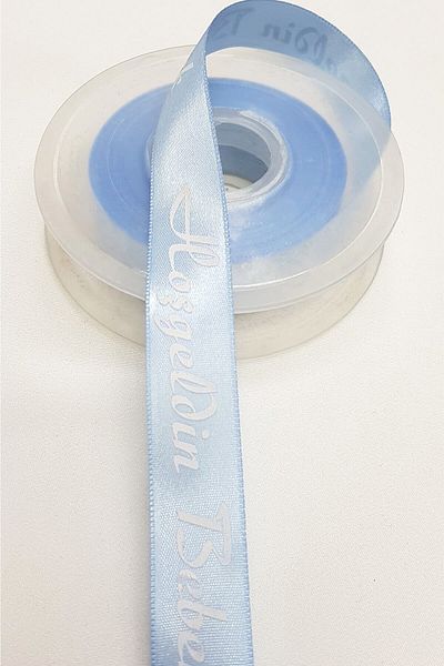 Hobigram Panglică imprimată de bun venit albastră 2,5 cm – Panglică, Design elegant, Accesoriu pentru femei – Panglică