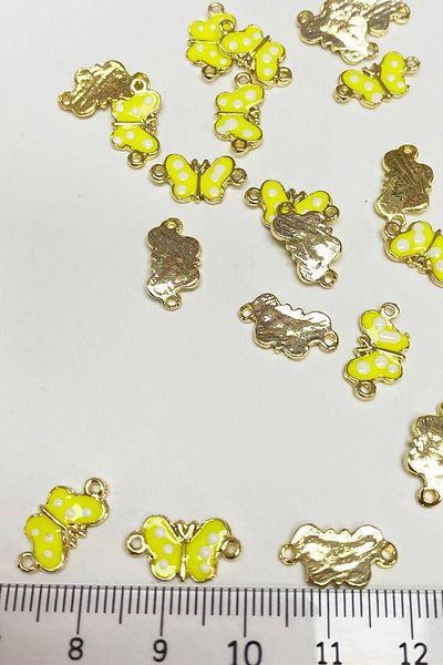Hobigram نهاية سوار على شكل فراشة صفراء مزدوجة الجوانب - قلادة مجوهرات، تصميم أنيق، إكسسوار نسائي - Bijut