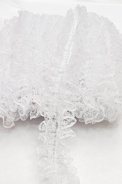 Hobigram Panglică Decorativă Albă Dantela Dublu Față Volană 4 Cm – Panglică D...