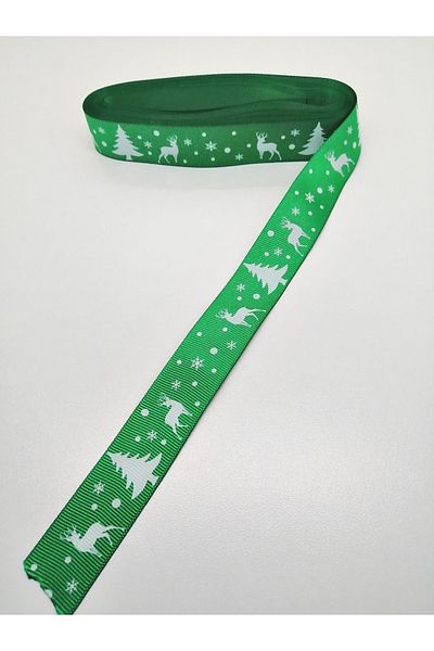 Hobigram Green Pine Tree Deer Grosgrain Κορδέλα 2,5 cm 1 Meter – Κορδέλα, Κομψό Σχέδιο, Γυναικείο Αξεσουάρ – Ku