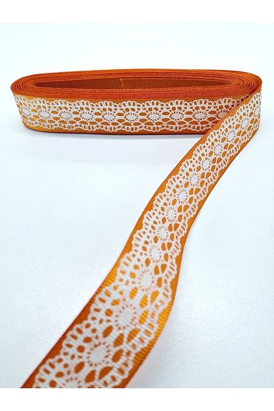 Hobigram Πορτοκαλί Δαντέλα Με Εκτύπωση Grosgrain Κορδέλα 2,5 cm 1 Meter – Κορδέλα, Κομψό Σχέδιο, Γυναικείο Αξεσουάρ – Κορδέλα