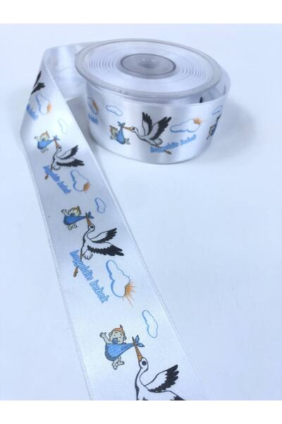 Hobigram Μπλε Welcome Baby Written Satin Ribbon Πλάτος 4 cm – Κορδέλα, Κομψό Σχέδιο, Γυναικείο Αξεσουάρ – Κορδέλα