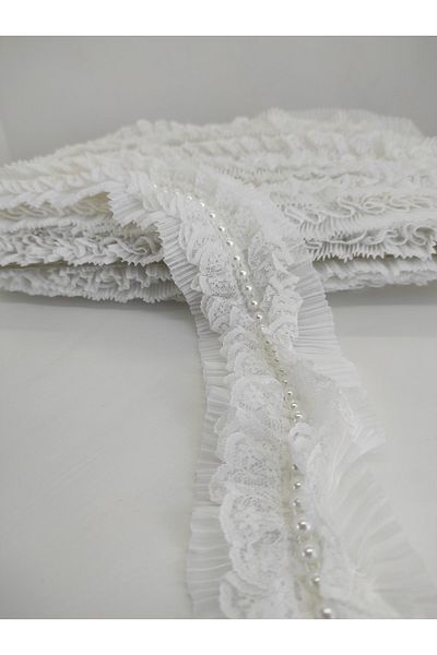 Hobigram White Pearl Ruffle Ribbon – Ειδικό Σχέδιο, Αξεσουάρ, Ποιοτική Παραγωγή, Εντυπωσιακό Στυλ – Κορδέλα