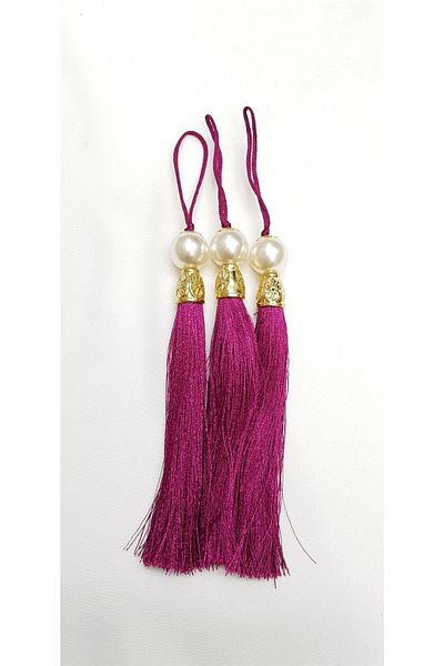 Hobigram Ciucuri cu margele fucsia închisă 12 cm 1 buc-tps-1082 – Panglică decorativă, design elegant, accesoriu pentru femei –