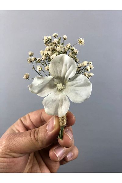 Hobigram Λευκό Floral Cream Chips Groom Boutonniere 10 τεμάχια – Τεχνητό & Ξηρό Λουλούδι, Κομψό Σχέδιο – Τεχνητό Λουλούδι