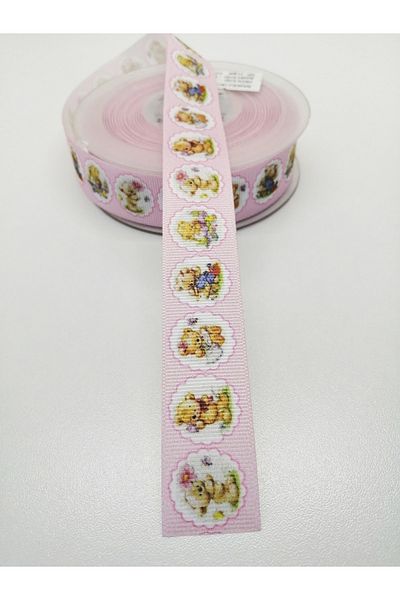 Hobigram Κορδέλα Grosgrain με ροζ αρκουδάκι 2,5 cm 1 μέτρο – Κορδέλα, Κομψό Σχέδιο, Γυναικείο Αξεσουάρ – Κορδέλα