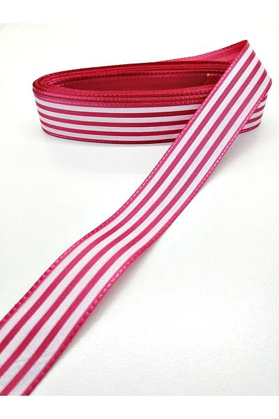 Hobigram Panglică Tafta cu dungi roșii 2,5 Cm 2 Metri – Panglică, Design Elegant, Accesoriu Femei – Panglică – Ku