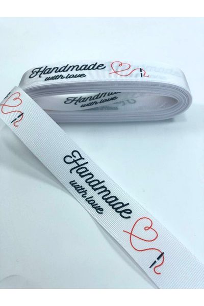 Hobigram Hanmade With Love Patterned Grosgrain Ribbon – Κορδέλα, Κομψό Σχέδιο, Γυναικείο Αξεσουάρ – Κορδέλα