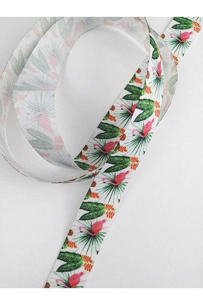 Hobigram Κορδέλα Grosgrain με ροζ μοτίβο Flamingo – Ειδικό σχέδιο, αξεσουάρ, ποιοτική παραγωγή, εντυπωσιακό στυλ