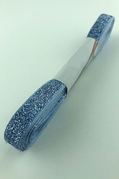 Hobigram Panglică cu sclipici din catifea albastru bebeluș 1 Cm – Panglică, Design Elegant, Accesoriu Femei