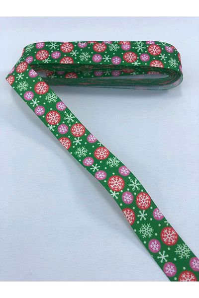 Hobigram Κορδέλα Grosgrain με μοτίβο πράσινης νιφάδας χιονιού – Προσαρμοσμένο σχέδιο, αξεσουάρ, ποιοτική παραγωγή, λαμπερό στυλ –