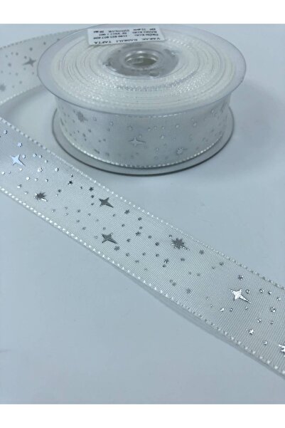 Hobigram Κορδέλα ταφτά με σχέδιο White Star Η τιμή είναι για 1 μέτρο – Κορδέλα, Κομψό Σχέδιο, Γυναικείο Αξεσουάρ – Kurd