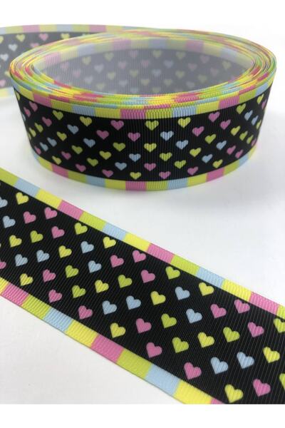 Hobigram Rainbow Heart Pattern Grosgrain Κορδέλα 1 μέτρο Τιμή – Κορδέλα, Κομψό Σχέδιο, Γυναικείο Αξεσουάρ –