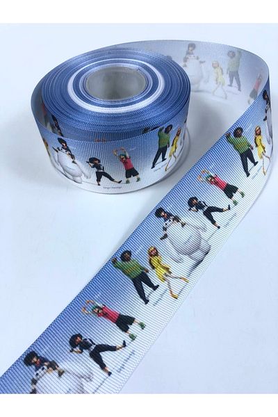 Hobigram Ice Age Pattern Grosgrain Κορδέλα Πλάτος 4 cm – Κορδέλα, Κομψό Σχέδιο, Γυναικείο Αξεσουάρ – Κορδέλα