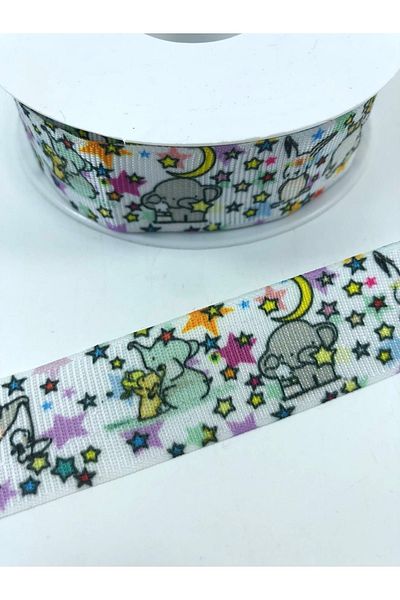 Hobigram Πολύχρωμη κορδέλα Grosgrain με σχέδιο ελέφαντα – Προσαρμοσμένο σχέδιο, αξεσουάρ, ποιοτική παραγωγή, εντυπωσιακό στυλ – K