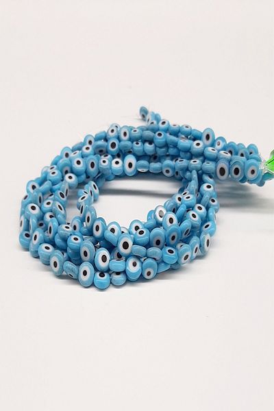 Hobigram خرز عين الشر المسطح باللون الفيروزي Nzr-1051 – خرز، تصميم أنيق، إكسسوار نسائي – خرز – خرز