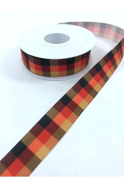 Hobigram Πορτοκαλί κόκκινο καρό μοτίβο Grosgrain κορδέλα – κορδέλα, κομψό σχέδιο, γυναικείο αξεσουάρ