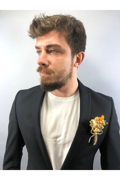 Hobigram Πορτοκαλί γρασίδι Boutonniere 10 τεμαχίων – Τεχνητό & ξηρό λουλούδι, κομψό σχέδιο, γυναικείο αξεσουάρ – τεχνητό λουλούδι