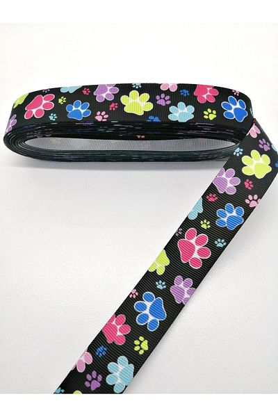 Hobigram Πολύχρωμη κορδέλα Grosgrain με μοτίβο ποδιών 2,5 cm 1 μέτρο – Κορδέλα, Κομψό Σχέδιο, Γυναικείο Αξεσουάρ – Κορδέλα