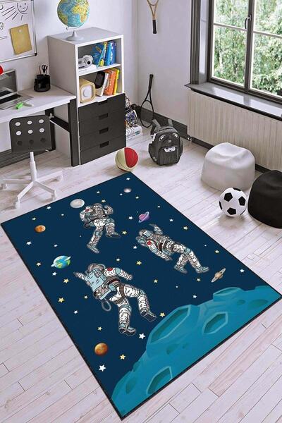 RugViva Kaymaz Tabanlı Makinede Yıkanabilir Astronotlu Çocuk Halısı Ar742