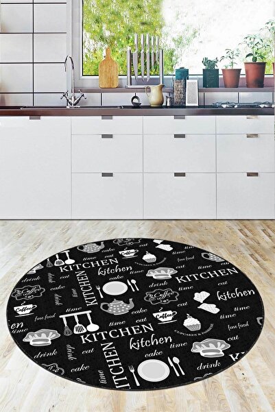 RugViva Makinede Yıkanabilen Kaymaz Taban Yuvarlak Mutfak Halısı Ar893