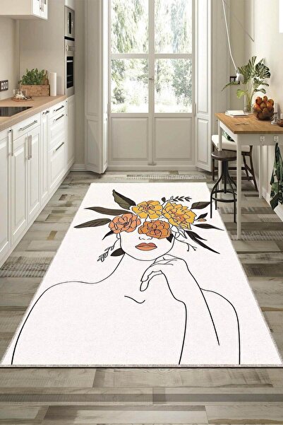 Viva Weaver's Kaymaz Tabanlı Makinede Yıkanan Mutfak Halısı Ar700