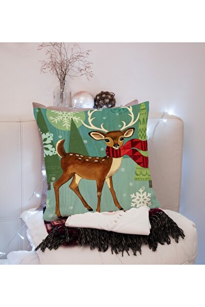 LadiesHome Husă de pernă cu model de Anul Nou, cu două fețe, cu imprimeu cu d...